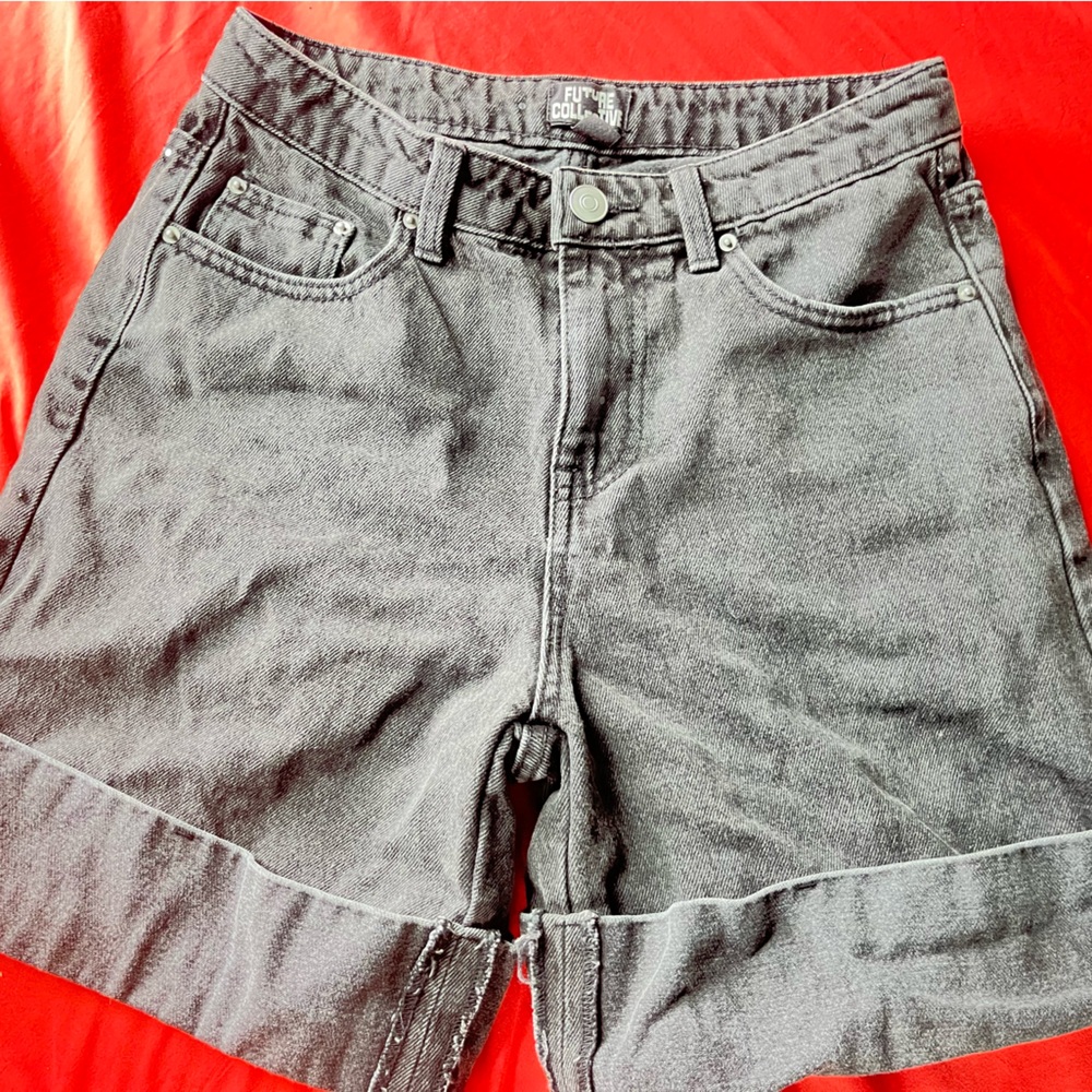 Future Collective BLACK wash Jean shorts